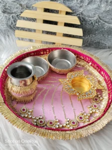 Handcrafted Pink & Gold Festive Puja Set